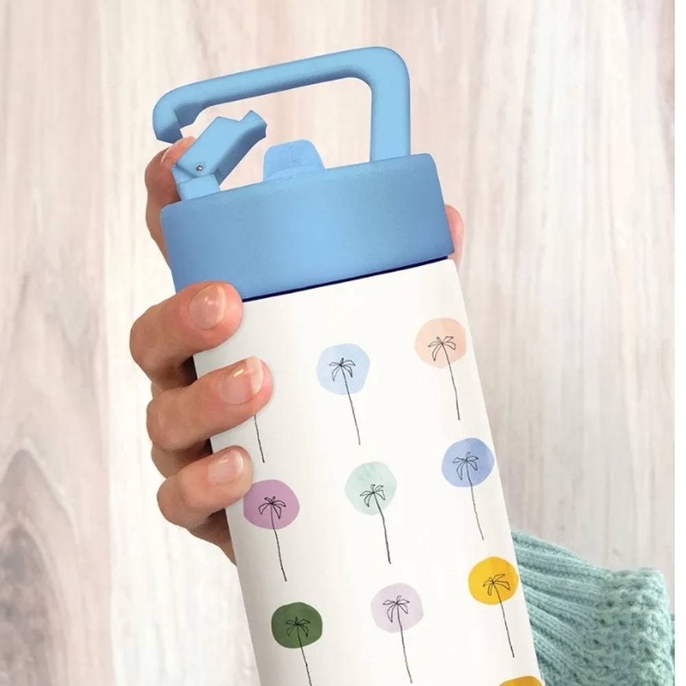 Studio Oh! Dotted Palms by Jen B. Peters Snap-Hook Insulated Water Bottle. - Picture 7 of 9